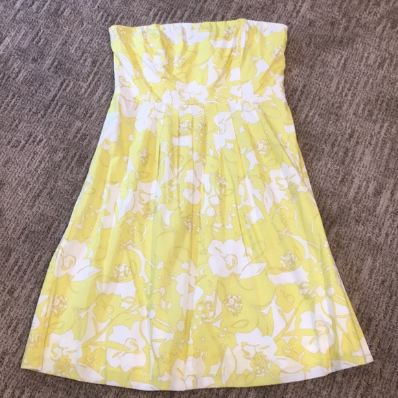The Limited Dresses & Skirts - Yellow Floral Strapless Dress Sz 12